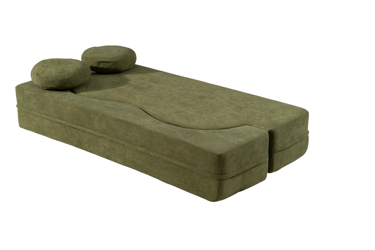 2-in-1 Folding Sofa Bed with Pillow, Twin Sleeper Sofa, Floor & Futon Loveseat Couch, Foam Folding Mattress Sleeper for Living Room, Guest Use, Office, Apartment, No Assembly Required,Green
