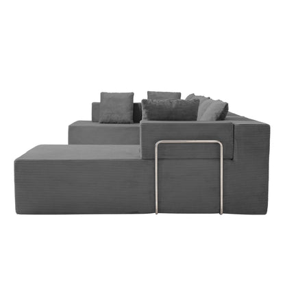 142.5-inch L-shaped sectional sofa, filled with high-resilience foam for a cloud-like seating experience.