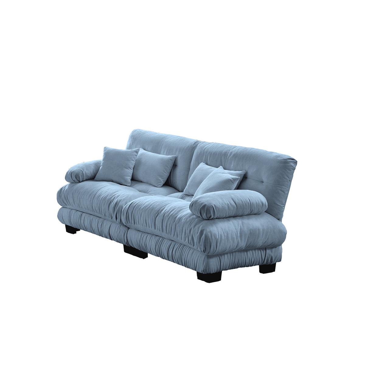 Cloud Couch 2 Seater Sofa, Chenille 2 - Seat sofa with 2 Lumbar pillows and 2 throw pillows, Chenille Blue