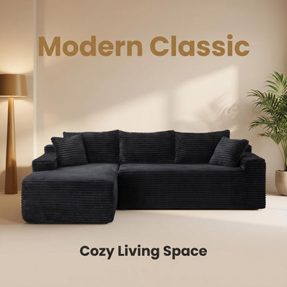 94.5" Cloud Modular Sectional Sofa Couch with L-Shape Chaise, Modern Minimalist Upholstered Couches, Deep Seat Corner Couch – Model W5515P479893