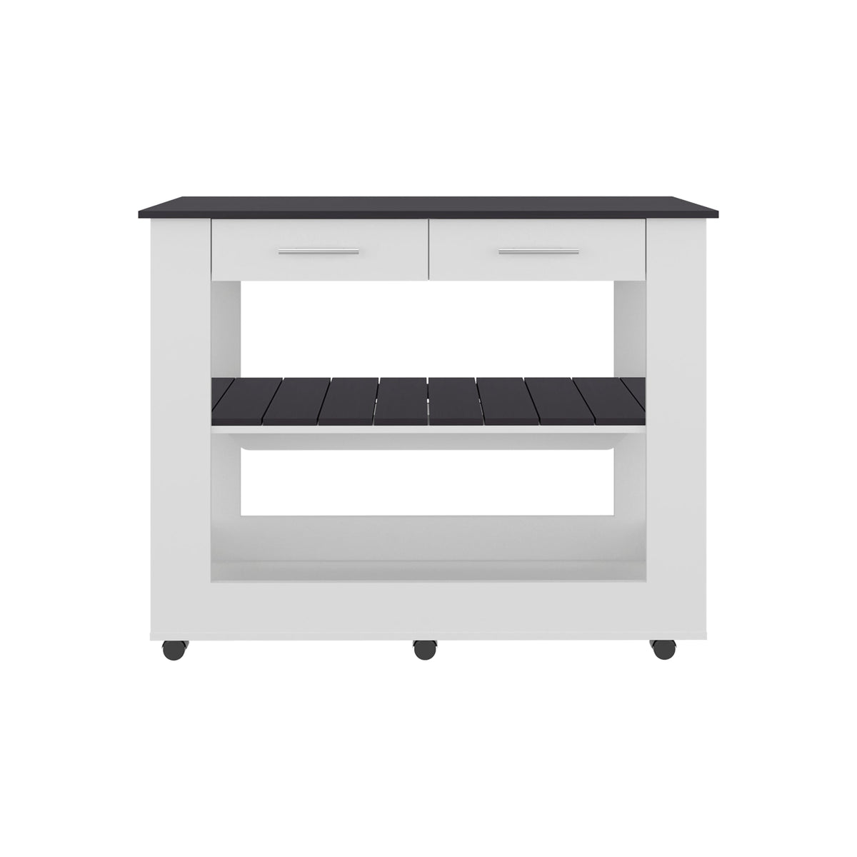 Kitchen island  with Open Storage and 3 Shelves, White