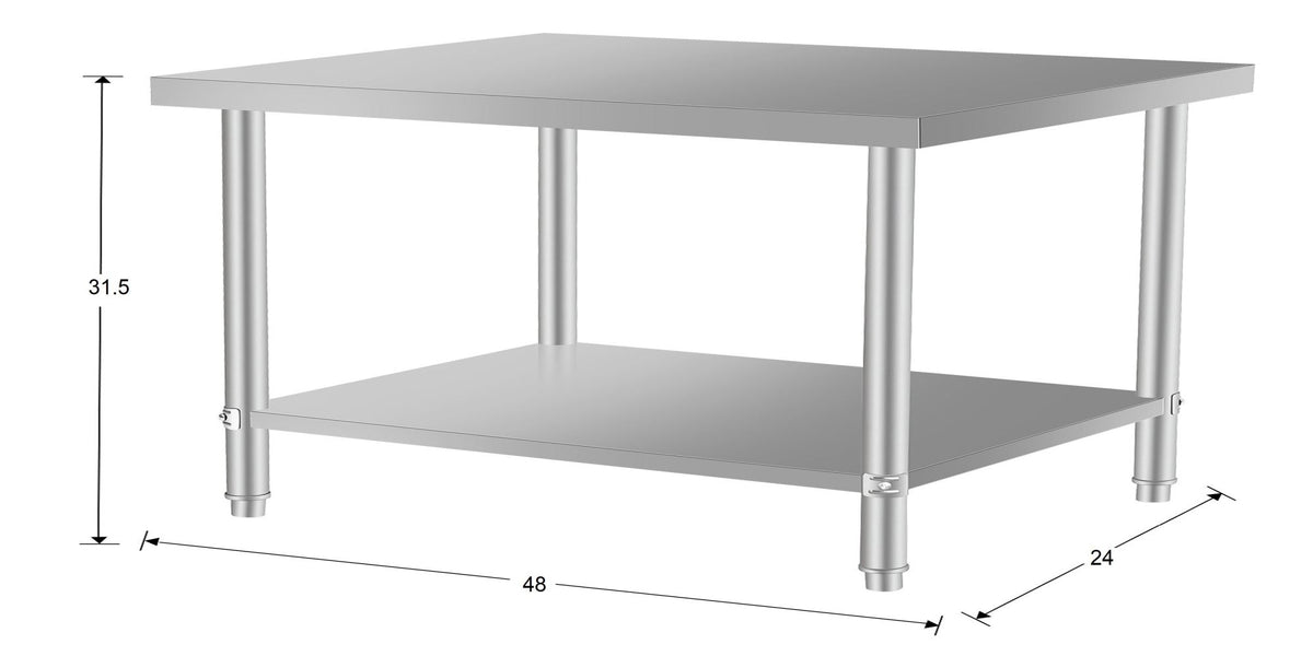 Commercial Stainless Steel Kitchen Prep Table 48''x24'' with Under Shelf for Restaurant and Home Use Silver