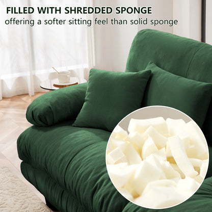 Cloud Couch 2 Seater Sofa, Chenille 2 - Seat sofa with 2 Lumbar pillows and 2 throw pillows, Chenille Green