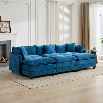 Cloud Sofa 3 Seats (Ottoman is not included), Modern Sectional Couch, Comfy Double Layer Upholstered Seat Cushion – Blue