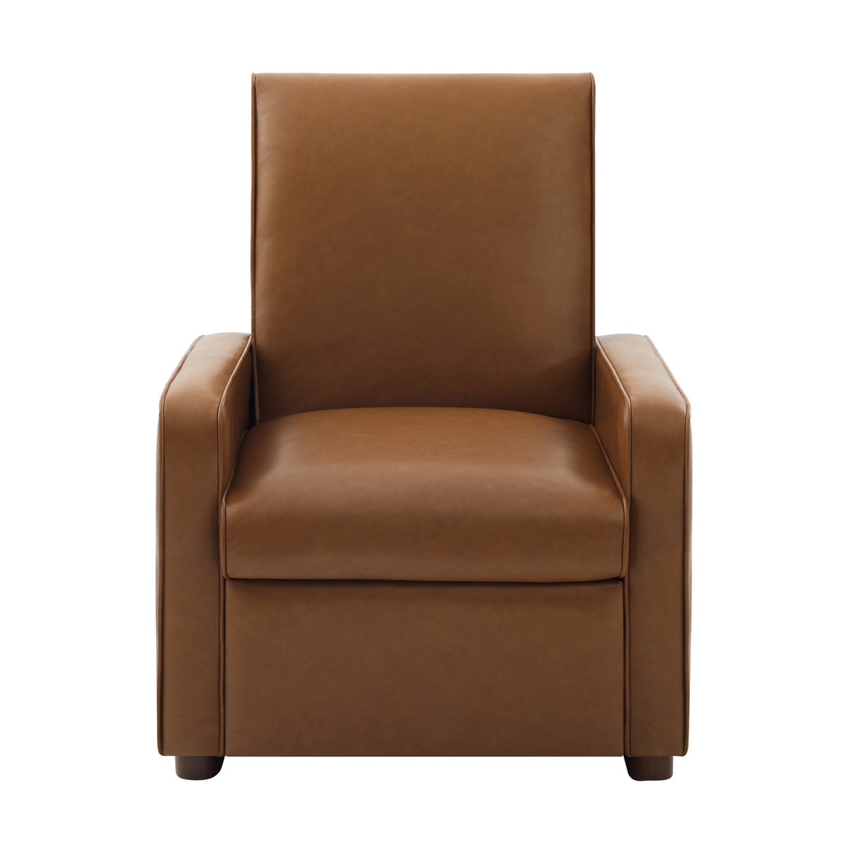 Modern Manual Recliner Chair PU Upholstered 2-Position Recliner with 160° Adjustable Backrest & Walnut Rubber Wood Legs for Living Room, Bedroom and Home Theater, Orange