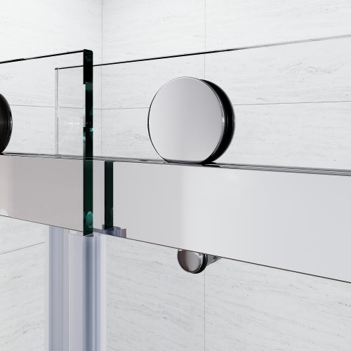 Brushed Nickel 56-60 in.W x 62 in.H 1/4"(6mm) Frameless Sliding Bathtub Door Bypass Tub Glass Sliding Shower Doors Clear Tempered Glass,Heavy Duty Stainless Steel Hardwares 2pcs Rectangle Handles,
