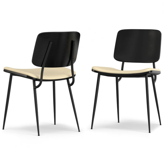 Ellie Dining Chair (Set of 2) in Cream Vegan Faux Leather