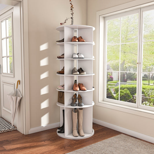 Rotating Shoe Rack Tower, 6-Tier Spinning Shoe Rack, Free Standing 360° Revolving Shoe Organizer
