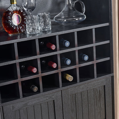 Arched Wood Wine Cabinet with Removable Wine Rack, MDF Anti-Scratch Surface Storage Bar Cabinet with Adjustable Shelves, Anti-Tip Freestanding Liquor Bookcase for Living Room Dining Room