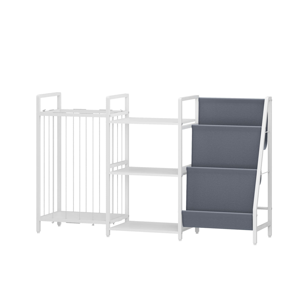Kids Bookshelf and Toy Storage, 3-in-1 Book Shelf for Kids Rooms, Sling Baby Bookcase with Stuffed Animal Storage, Toddler Montessori Bookshelf for Nursery, Playroom, Kindergarten, Gray