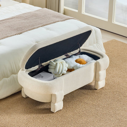 48.8" Ottoman with Storage,Storage Bench,Upholstered Entryway Bench with Seating, End of Bed Ottomans for Living Room, Bedroom, Modern Entryway Benchs,Beige