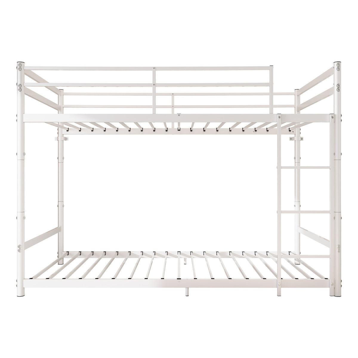 Heavy Duty Metal Twin Over Twin Bunk Bed, Convertible to 2 Separated Twin Beds, Noise-Free Steel Frame with Rubber Anti-Slip Ladder & 11.3' Guardrails, 400/485 LBS Weight Capacity, White