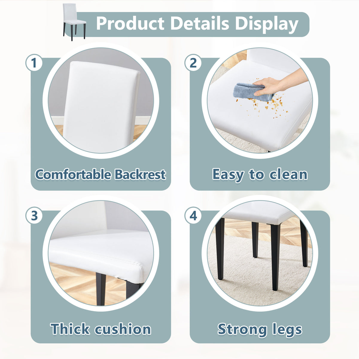 Pull table dining chair set, white medium density fiberboard tabletop with black metal table legs, extendable pull table+6 modern Mid-Century Modern Dining Chairs