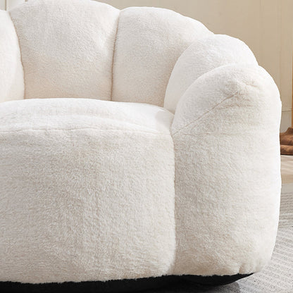 Lotus Style Compression Sofa Adult Bean Bag with Pull Ring, White Plush, 43.7 x 39.76 x 26.77 inches, No Installation Required