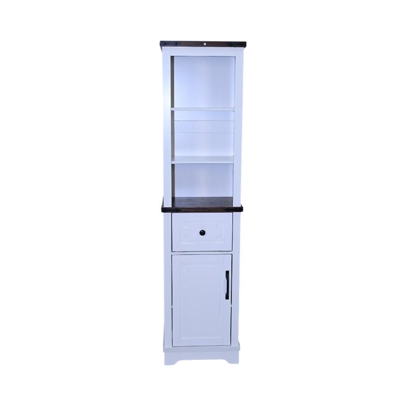 Narrow cabinet, Bathroom Storage Cabinet, Farmhouse Storage Cabinet with Adjustable Shelves & Storage Drawer, Tall Linen Tower – Black