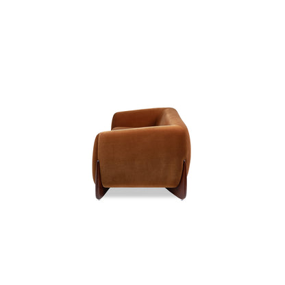 Alpine 90.5' Sherpa Sofa in Burnt Orange Performance Velvet with Natural Oak Legs
