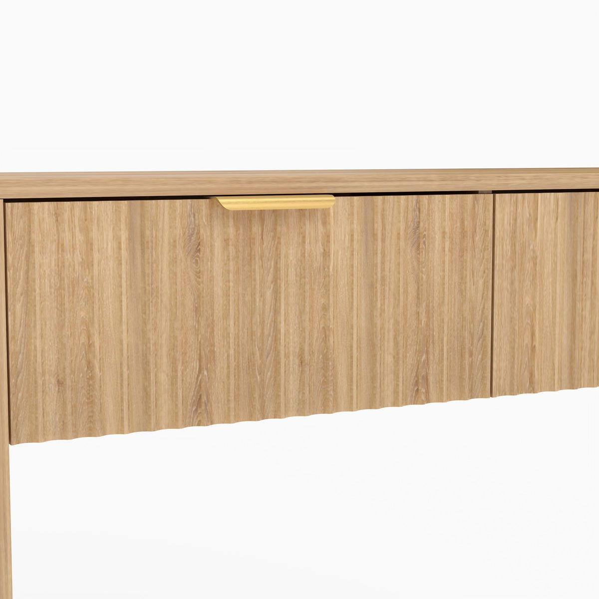 Mid-Century Modern Fluted Console Table with 2 Drawers & Open Shelf, Oak Finish Narrow Entryway Table, Slim Sofa Table for Hallway, Living Room, Small Spaces, Easy Assembly