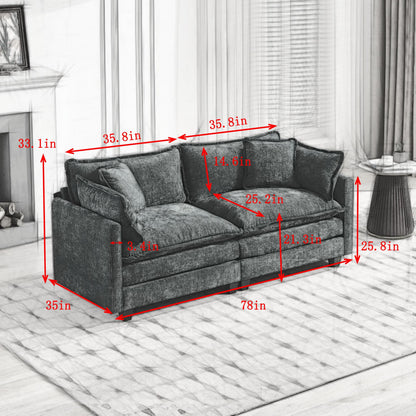 Cloud Sofa LoveSeat (Ottoman is not included), Modern Sectional Couch, Comfy Double Layer Upholstered Seat Cushion