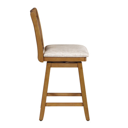 24in Brookline XX-Back Swivel Barstool - Oak