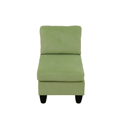 95.5 x 75 Inches Width Apple Green Modular L-Shaped Sectional Sofa 6-Seater 4-Piece Massa Flannel  Fabric Couch with Chaise