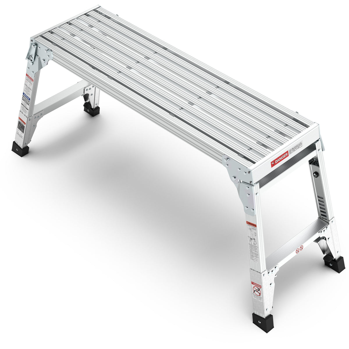 Aluminum Work Platform Large Size Step Stool Folding Portable Work Bench 40" Width Telescopic Feet 22" -27.5" Height Adjustable