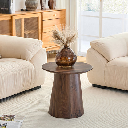 Walnut wood grain medium density fiberboard circular coffee table - diameter 19.6 inches, height 18.8 inches walnut wood grain veneer, flexible adaptation to circular tabletop.W2920P404128