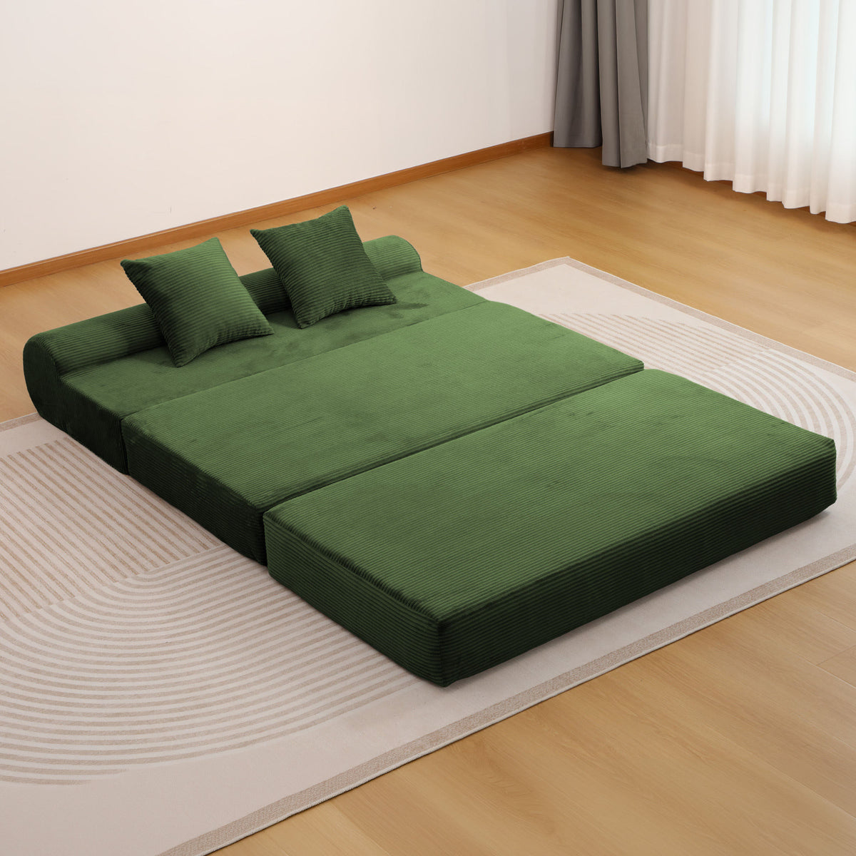 Convertible Corduroy Sofa Bed, 2‑Seater Fold‑Out  Compressed Sofa, Multi‑Functional Floor Couch for Living Room Guest Room