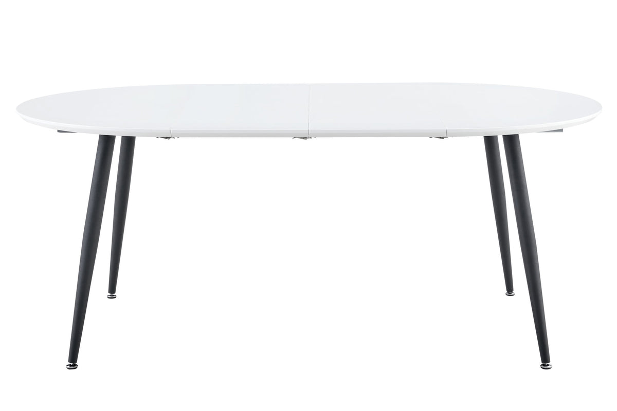 Using a clever telescopic mechanism, this white medium density fiberboard tabletop is paired with black metal legs, resulting in a smooth and delicate surface. Its unique design creates a smooth.