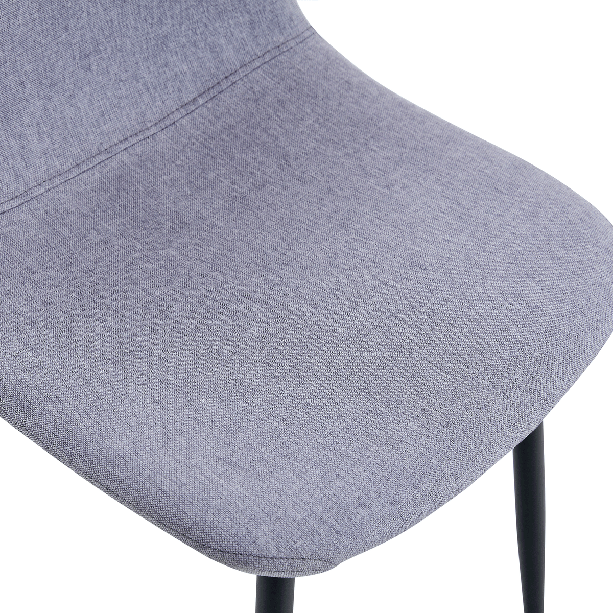 Luxury Simple Chair - Set of 4 Light Gray Linen-Cotton Material High Resilience Dining Chair with Metal Black Leg.Integral metal leg architecture,Suitable for various interior decoration styles.