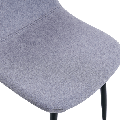 Luxury Simple Chair - Set of 4 Light Gray Linen-Cotton Material High Resilience Dining Chair with Metal Black Leg.Integral metal leg architecture,Suitable for various interior decoration styles.