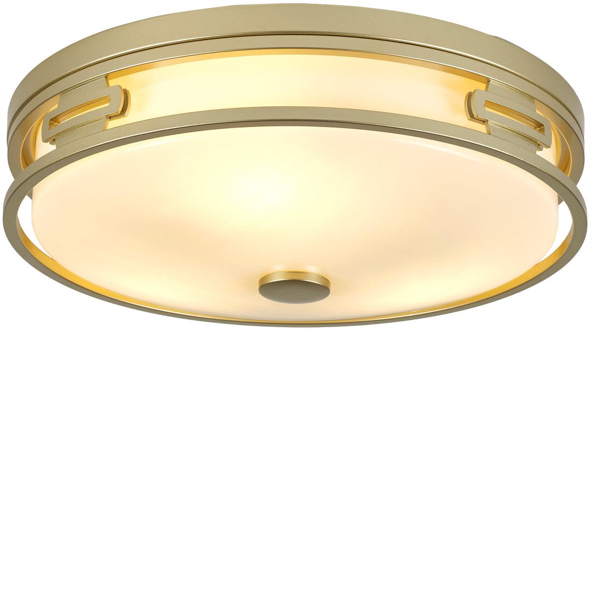 16 inch Gold Flush Mount Ceiling Light, Modern Transitional Round Close to Ceiling Lamp with Frosted Diffuser Shade, Indoor Ceiling Light Fixture for Kitchen Stairway Bedroom