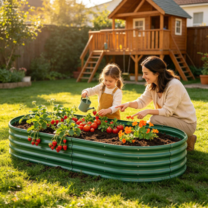 Galvanized Raised Garden Bed 8x4x1ft - Heavy Duty Metal Planter Box for Vegetables, Herbs & Flowers, Rust-Proof Outdoor Garden Bed with Large Capacity, Green, 1PCS