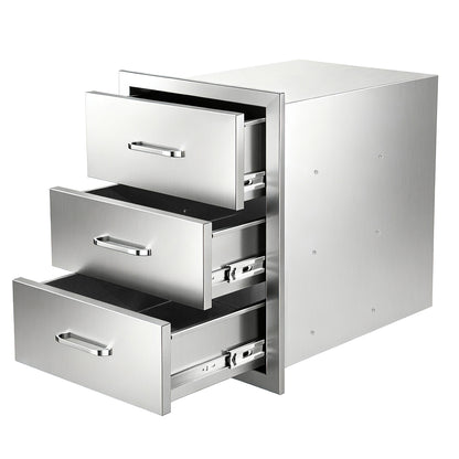 Outdoor Kitchen Drawers Stainless Steel, Flush Mount Triple Drawer,  18Wx23Hx23D with Stainless Steel Handle, BBQ Drawers for Outdoor Kitchens or BBQ Island