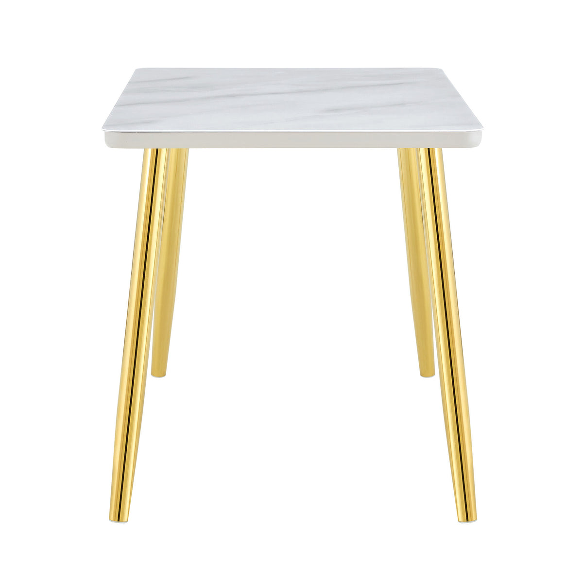 Modern minimalist rectangular dining table, suitable for 4-6 people. Tempered glass countertop+lower MDF board, imitation marble texture – Model W1151S04622