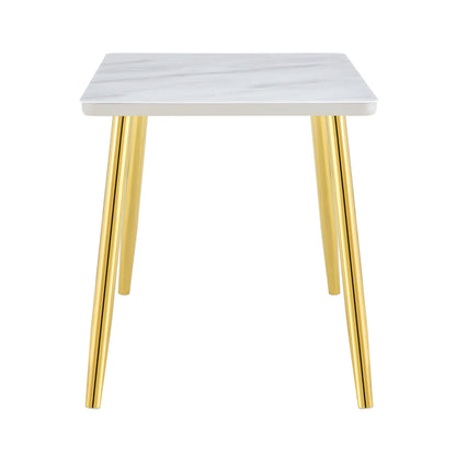 Modern minimalist rectangular dining table, suitable for 4-6 people. Tempered glass countertop+lower MDF board, imitation marble texture – Model W1151S04622