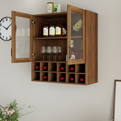 Wall-Mounted Wine Cabinet with Glass Doors, Hanging Wine Rack Storage Cabinet for Home Kitchen Dining Room