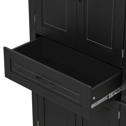 [Video] Bathroom Storage Cabinet with Multi-Functional Storage Space, Drawer with Slide Rails, Adjustable Shelf, Black