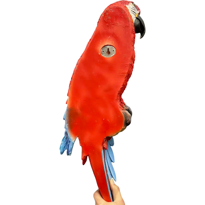 Hanging Scarlet Macaw Parrot Statue, 38'' Lifelike Hand-Painted Resin Bird Figurine Weatherproof Outdoor Tropical Sculpture for Porch, Balcony, Tree & Patio Garden Yard Decor, Cute Animal Ornament Gi
