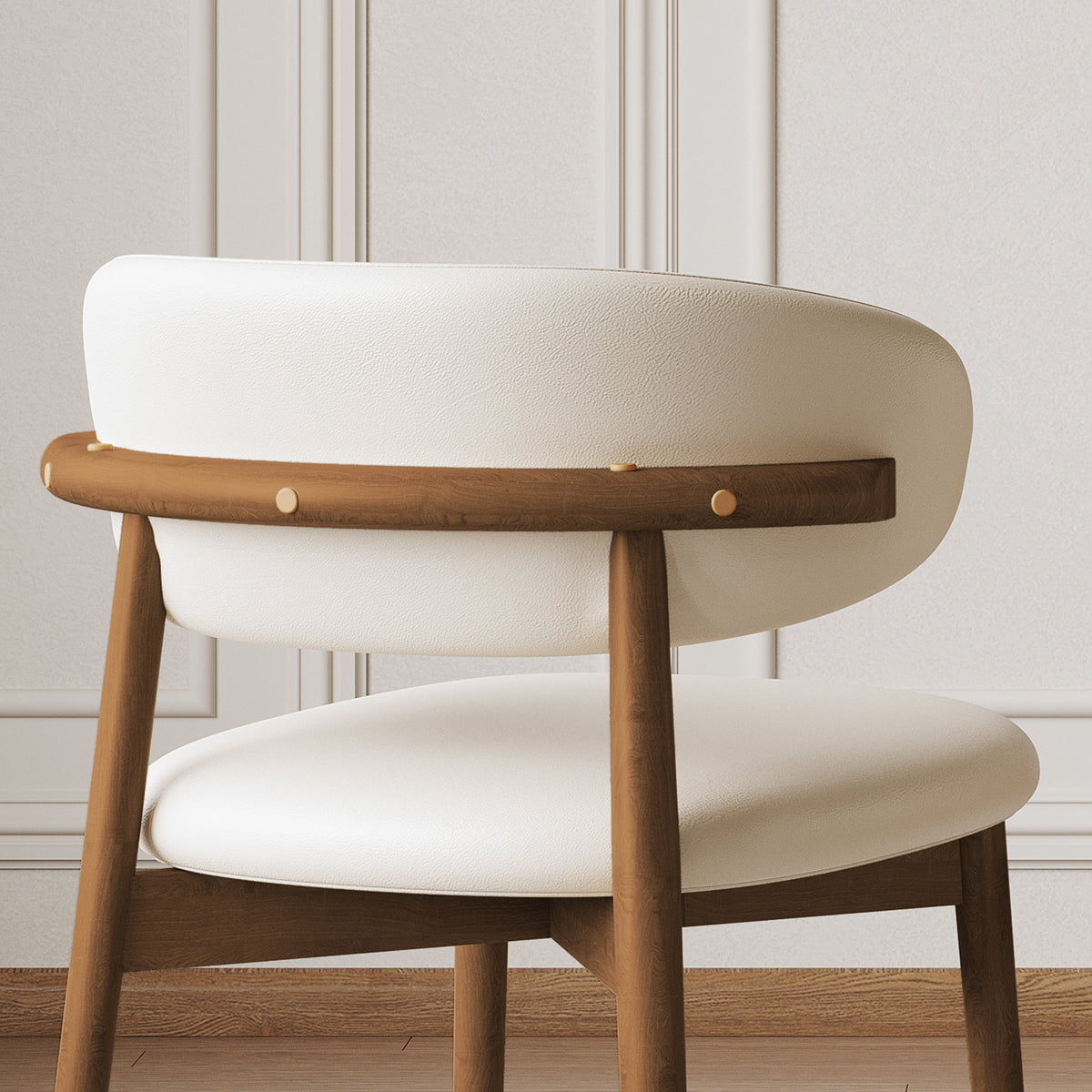 Mid-Century Modern Wooden Feet Dining Chair Set of 2 – White Stylish Chairs for Dining Room, Kitchen, or Living Room, Durable PU & Ash Wood, 20.08 x 20.08 x 30.71 inches