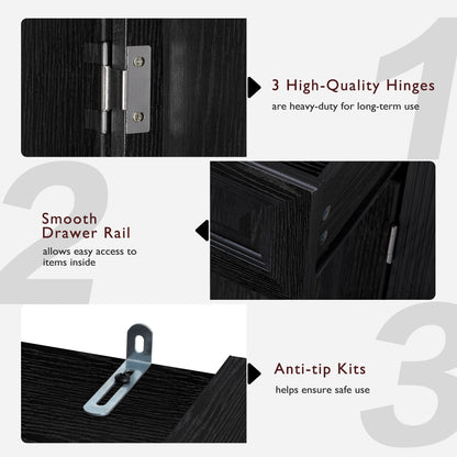 K&K 71" Tall Kitchen Pantry Cabinet with 3 Pull Out Cabinet Organizers, Farmhouse Embossed Texture Storage Cabinet with 6 Door Shelves – Black