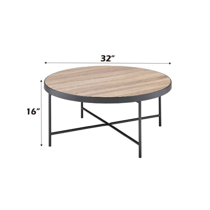 Bage Weathered Gray Oak & Metal Finish Coffee Table