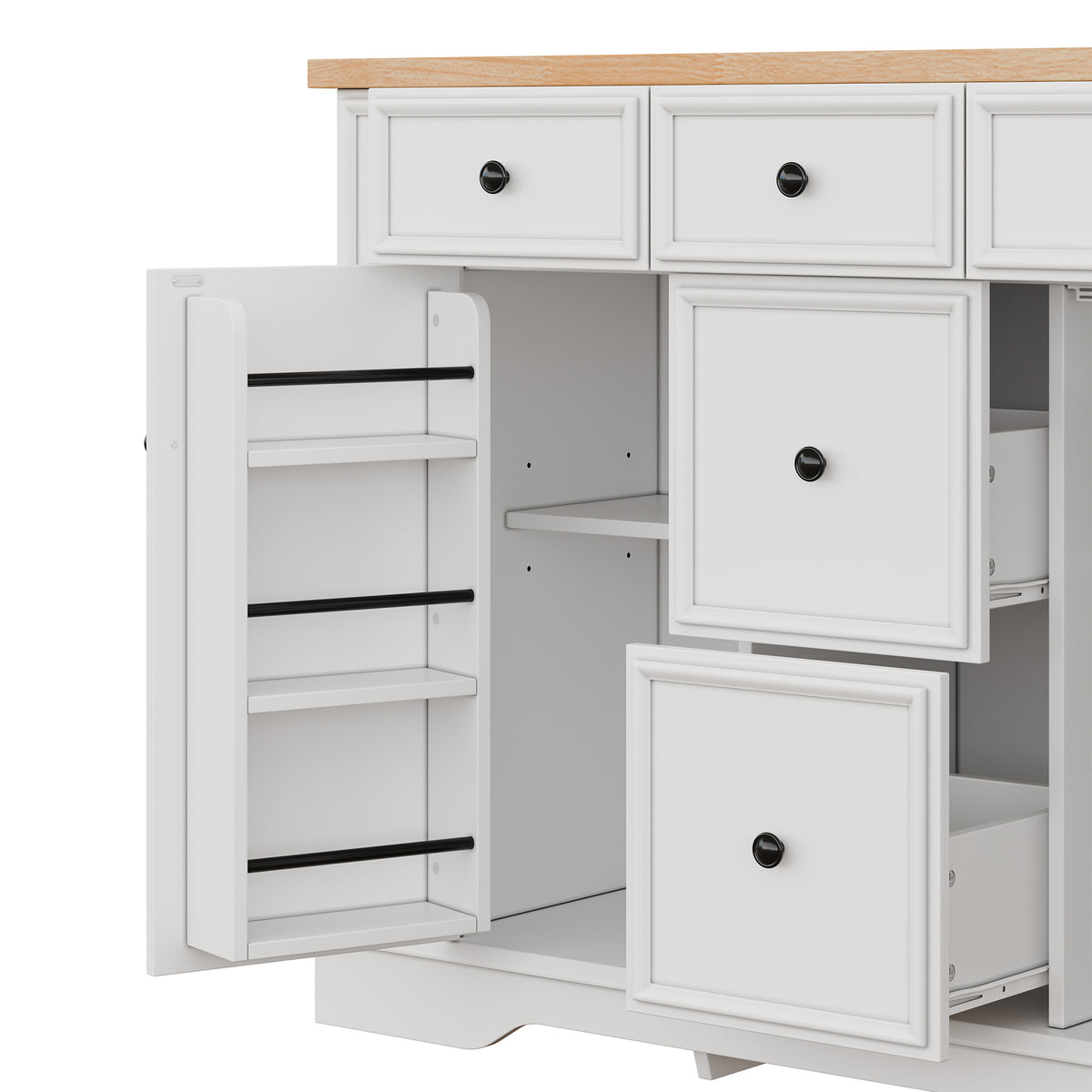 TREXM Sideboard Buffet Cabinet with Storage, Kitchen Console Table with 5 Drawers, 2 Cabinets, Adjustable Shelves, Buffet Server for Dining Room, Living Room, Entryway (White)