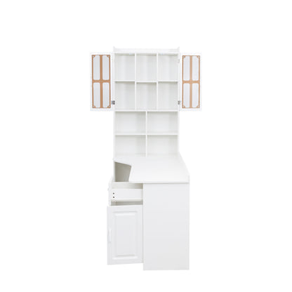 L-Shaped Corner Computer Desk for Home Office or Study desk, Study Modern Style Table with Drawers, Bookshelf & Hutch – Model W331S00169
