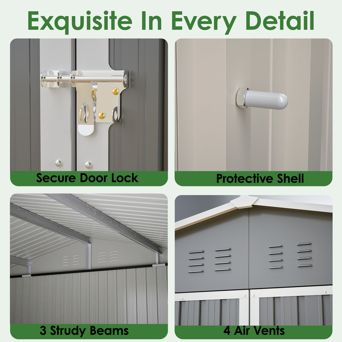 11x13 FT Metal Storage Shed with Reinforced Floor Frame Large 140.5 ft² Outdoor Garden Tool House Lockable Doors & 4 Air Vents Weatherproof