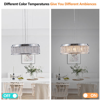 Modern Crystal Chandelier 19 Inches Aluminum+Iron Round Ceiling Light Flush Mount Ceiling Light Fixture for kitchen Island Dinning Bedrooms