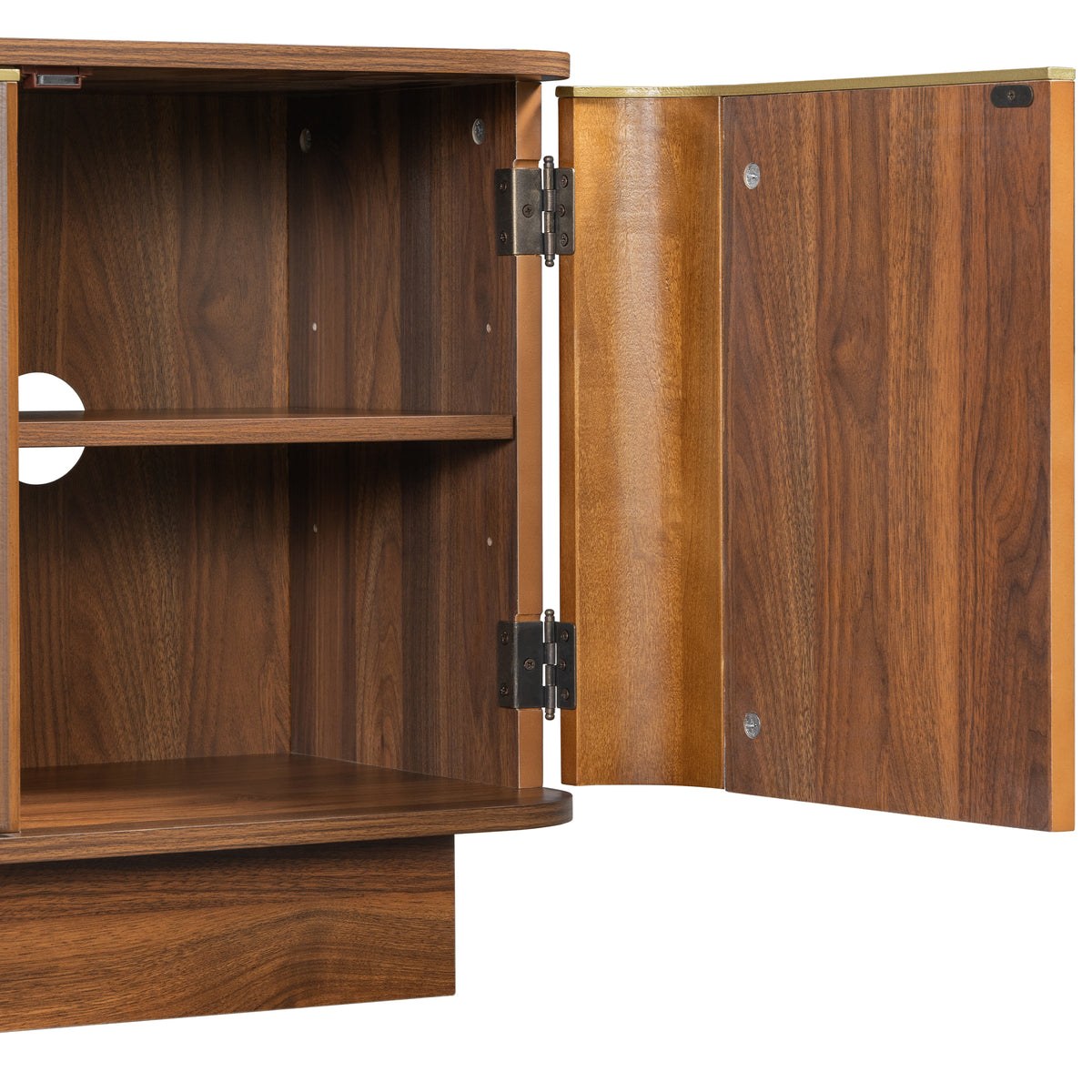 VIBE HAUS Mid-Century Modern TV Stand for 70 Inch TV, Fluted Wood Media Console with Adjustable Shelves and Cable Holes, Entertainment Center with Storage Cabinets, FarmhouseTV Cabinet for Living Room