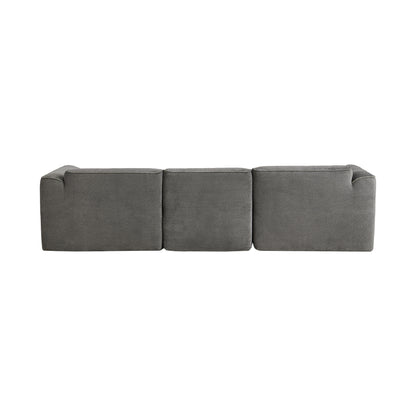U_Style Luxury living room double-needle cut velvet sofa, 4-seater with pure sponge seat cushions and a detachable footstool