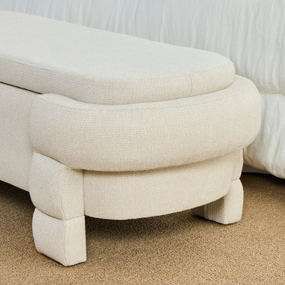 48.8" Ottoman with Storage,Storage Bench,Upholstered Entryway Bench with Seating, End of Bed Ottomans for Living Room, Bedroom, Modern Entryway Benchs,Beige