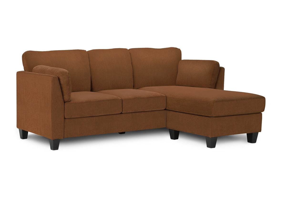 Sofa Lounger, Chaise Lounge, Upholstered, Rust Fabric, Modern, Contemporary