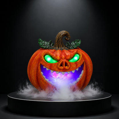 Halloween Pumpkin Monster Mist Maker, LED Light Up Fogger Figurine
